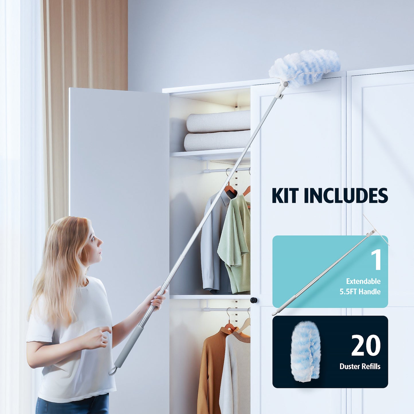 Duster Refills 20 pcs with 5.5FT Handle Double Head