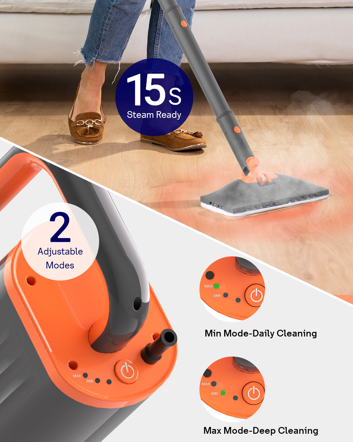 HelpX Steam Mop Detachable Handheld Steamer
