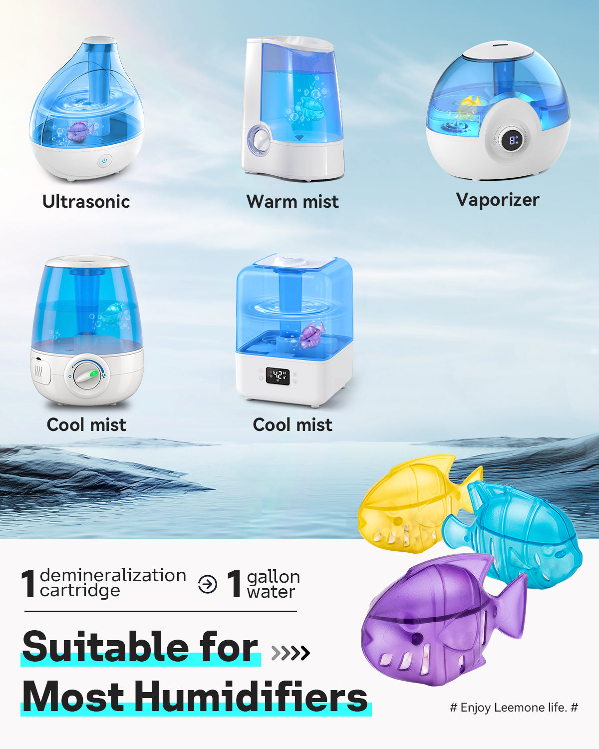Humidifier Cleaner, Humidifier Cleaning Fish for Humidifiers & Fish Tanks, Purifies Water