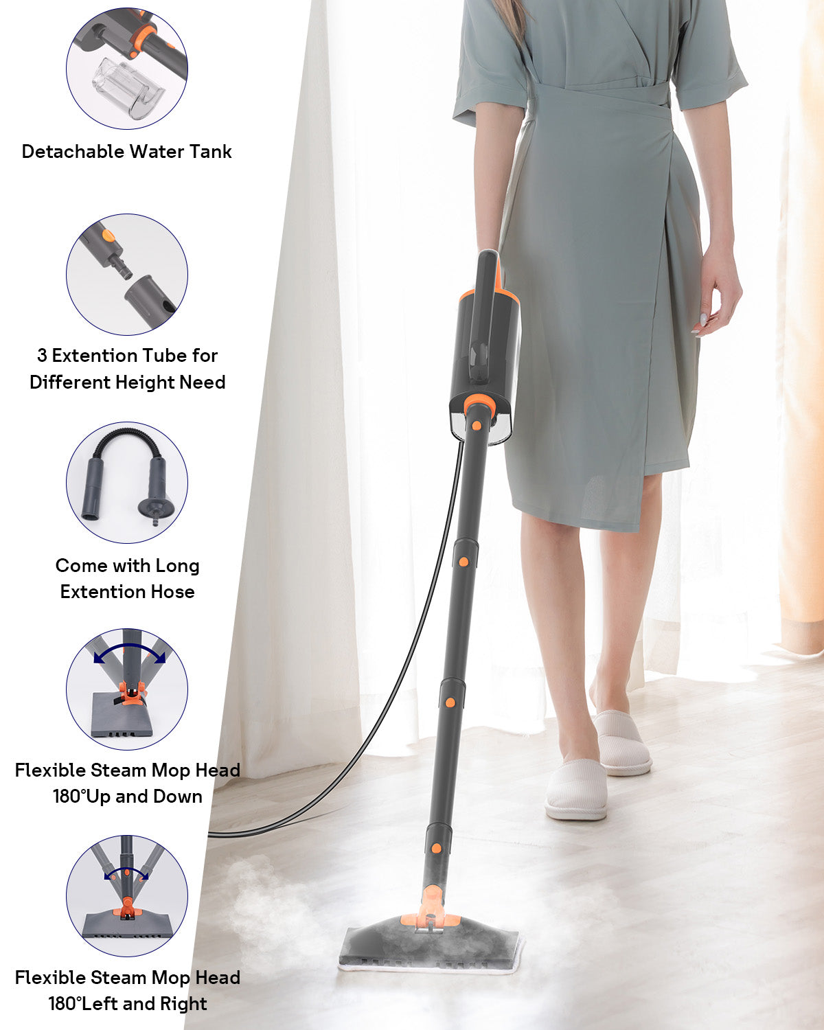 HelpX Steam Mop Detachable Handheld Steamer