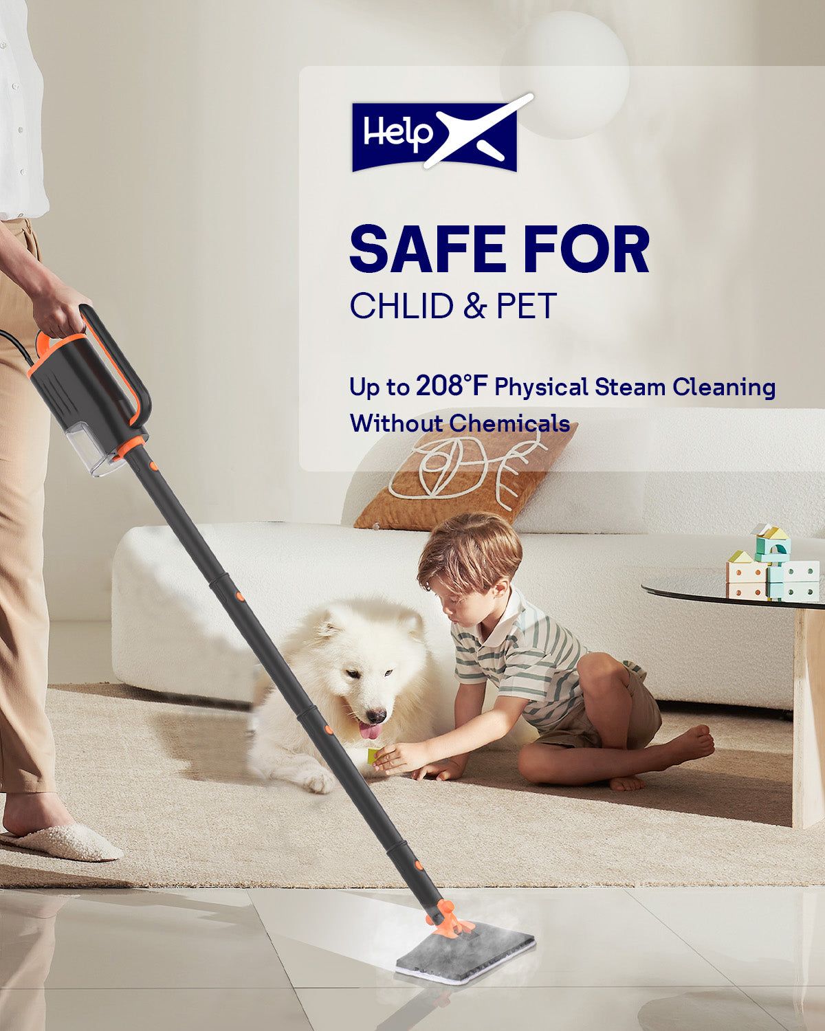 HelpX Steam Mop Detachable Handheld Steamer