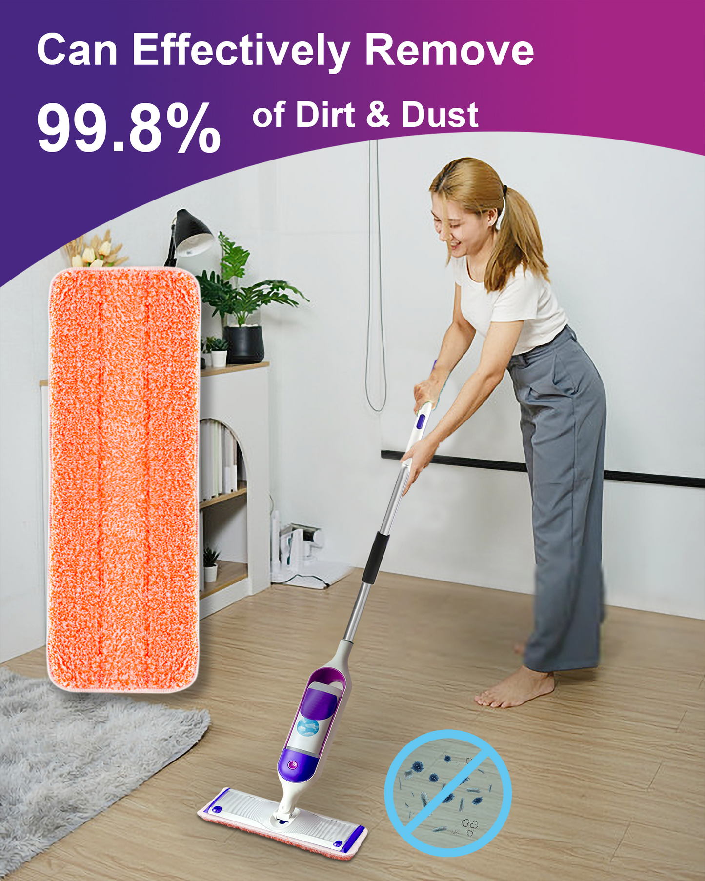 Surface Mopping Pad Refills for Swiffer PowerMop Reusable Microfiber Pads, 8 Count, Orange