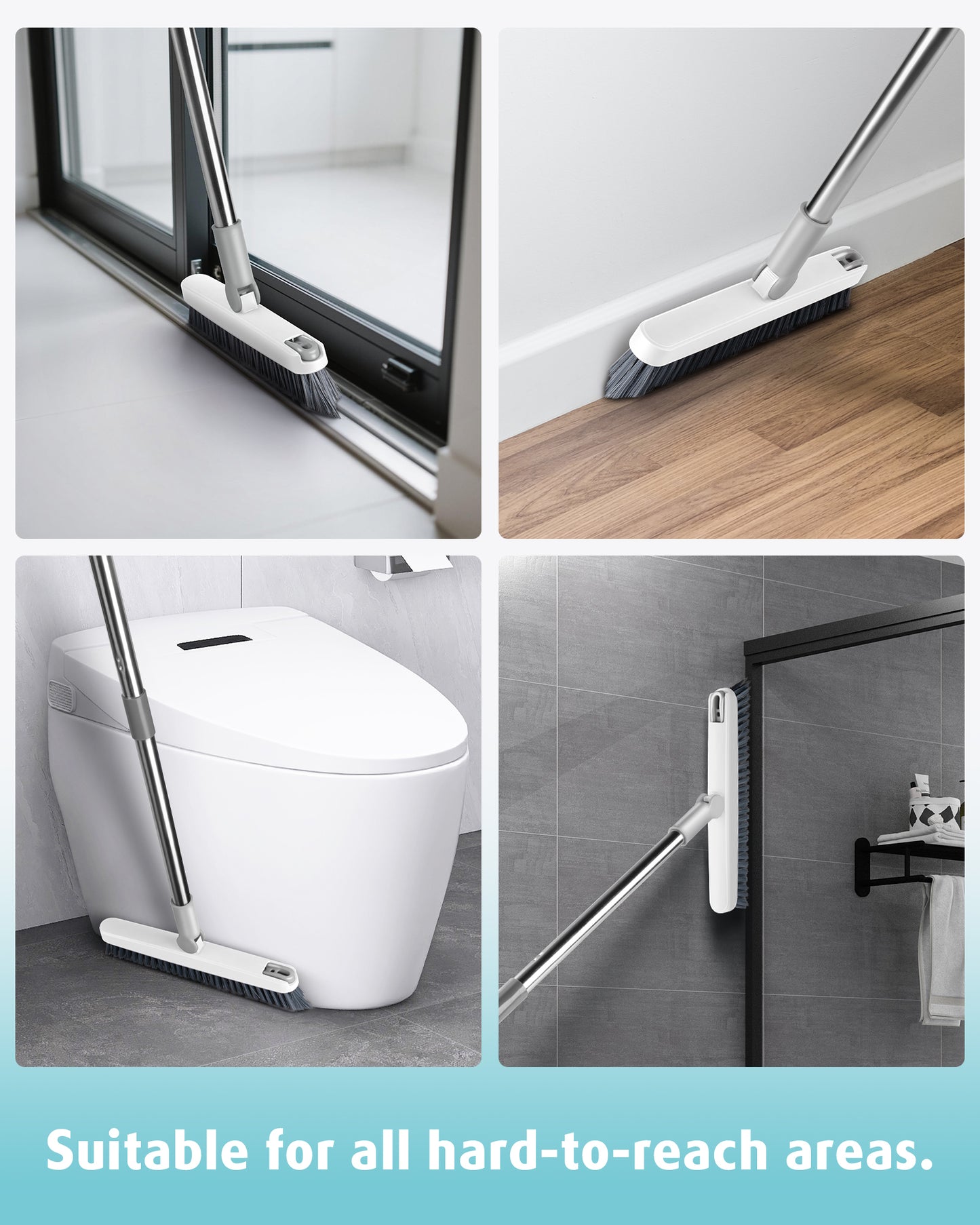 Grout Cleaner Brush with Long Handle, White