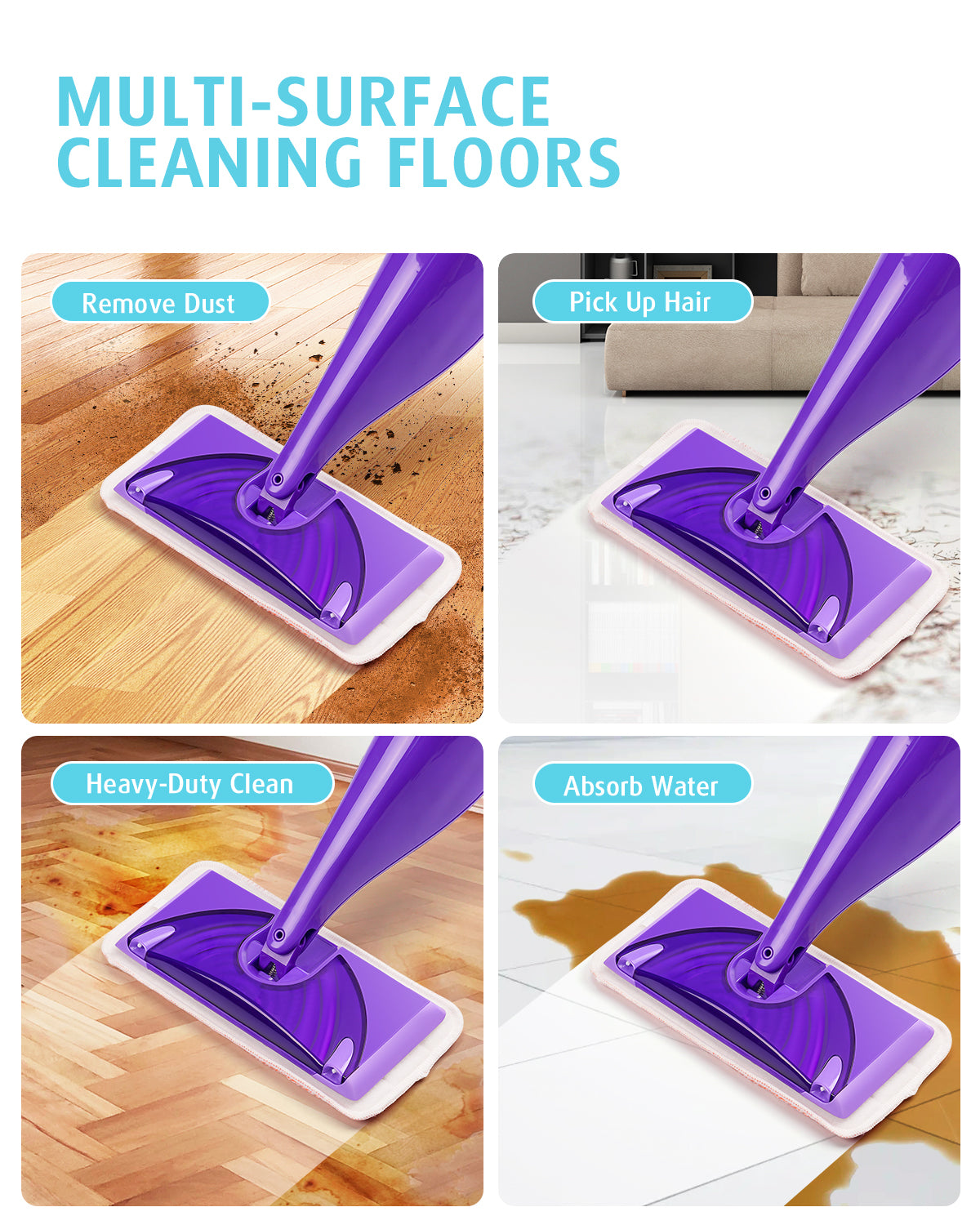 Power Scrubbing Reusable Mop Pads for Swiffer WetJet Mops (12 Pack), Wet Jet Refills, Washable Microfiber Mop Pads for Floor Cleaning Wet Dry Use