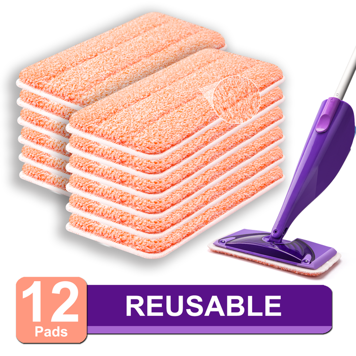 Power Scrubbing Reusable Mop Pads for Swiffer WetJet Mops (12 Pack), Wet Jet Refills, Washable Microfiber Mop Pads for Floor Cleaning Wet Dry Use