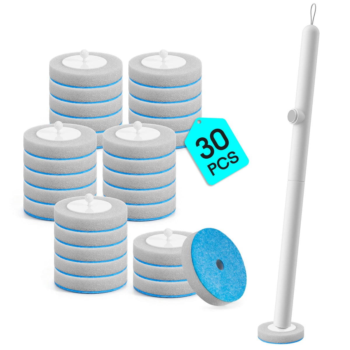 Disposable Toilet Brush Set with 30 Refill Heads &amp; 1 Handle