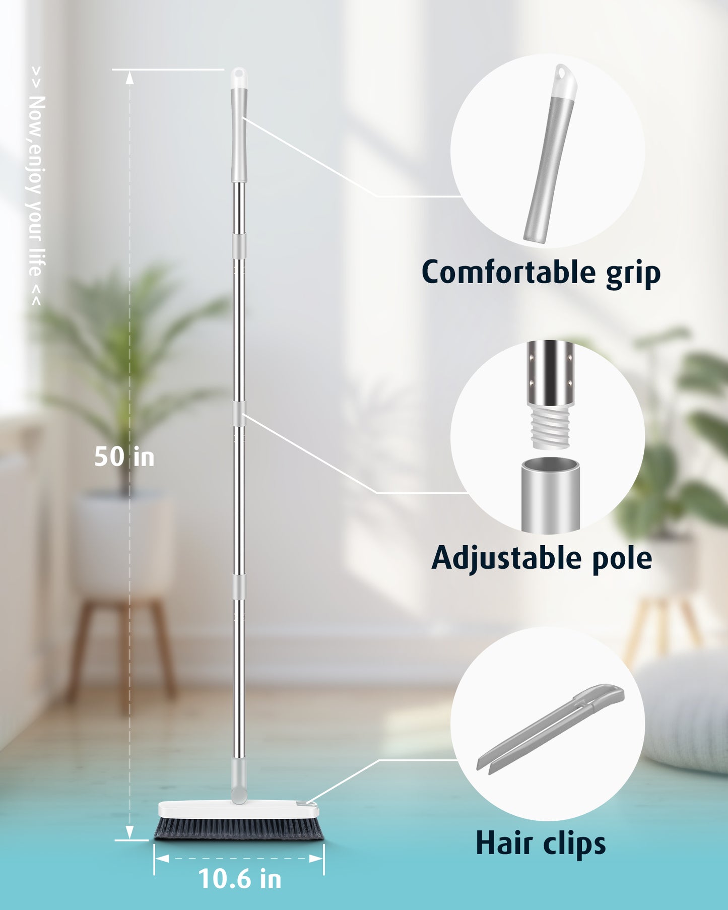 Grout Cleaner Brush with Long Handle, White