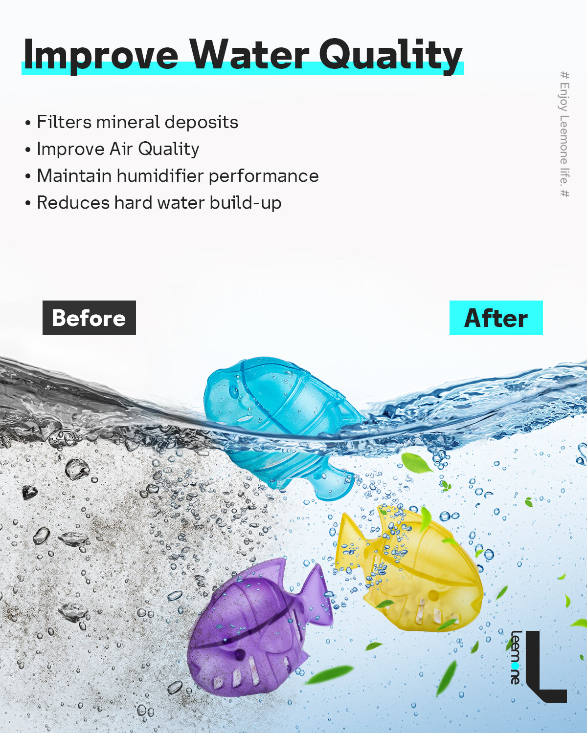 Humidifier Cleaner, Humidifier Cleaning Fish for Humidifiers & Fish Tanks, Purifies Water