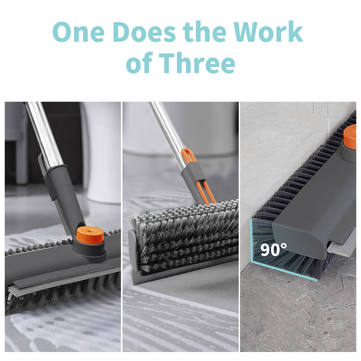 Floor Scrub Brush with Long Handle Gray