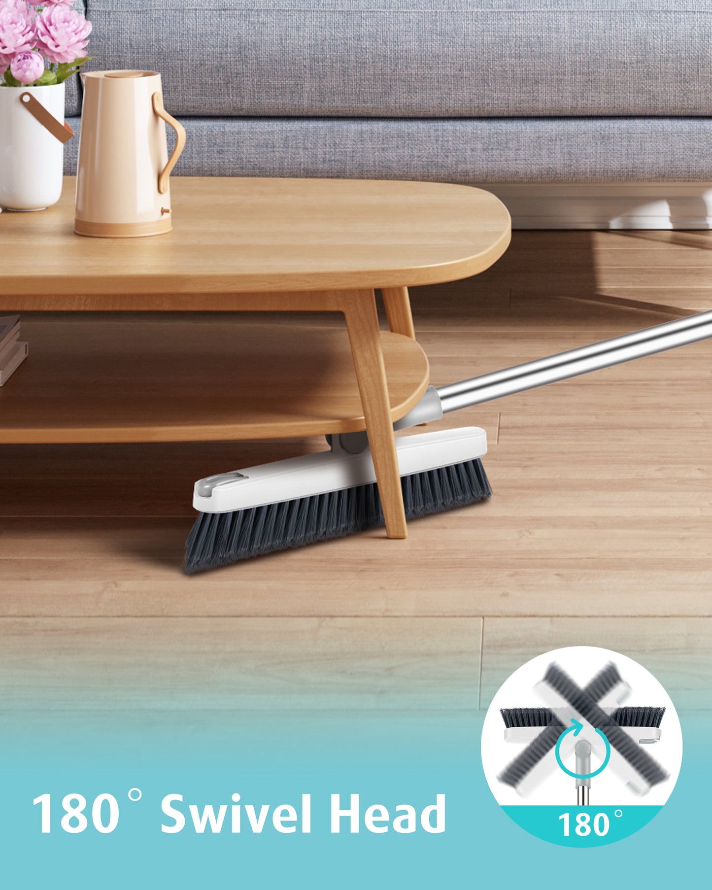 Grout Cleaner Brush with Long Handle, White