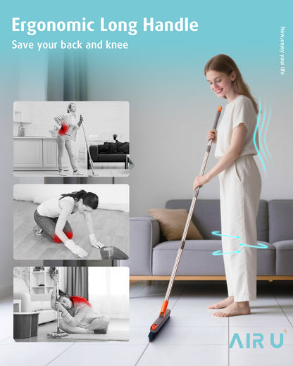 Grout Brush with Long Adjustable Handle, 2 in 1 V-Shaped Swivel Scrub Brush