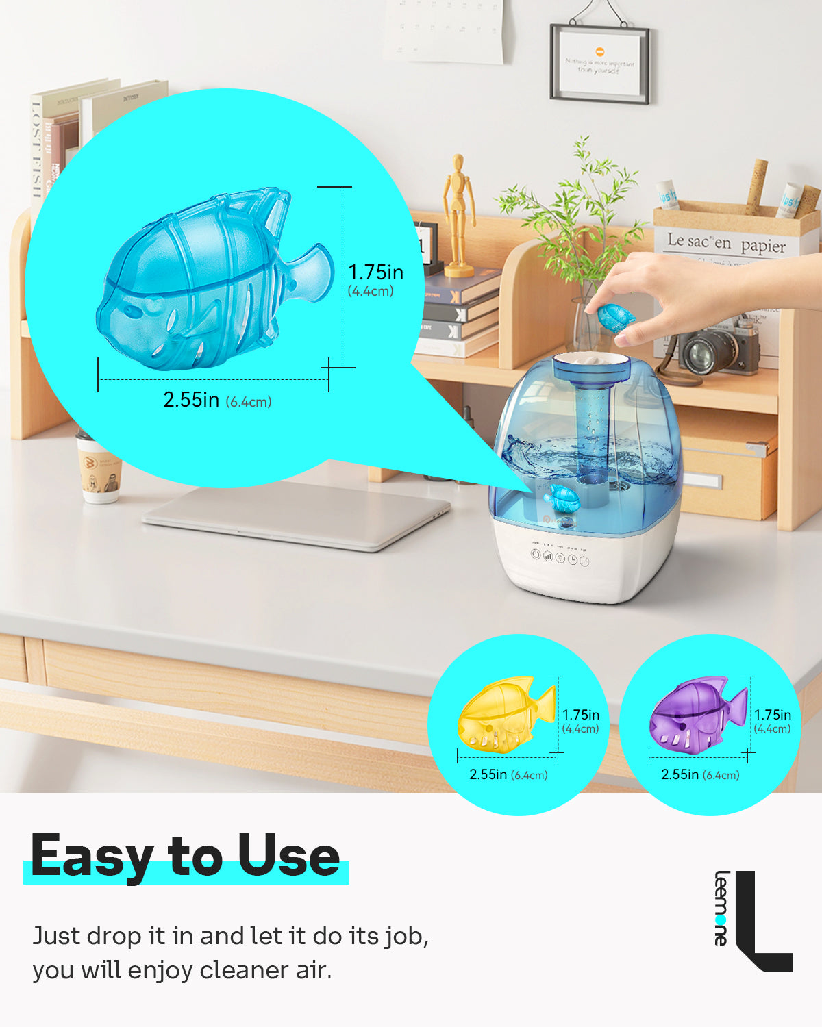 Humidifier Cleaner, Humidifier Cleaning Fish for Humidifiers & Fish Tanks, Purifies Water
