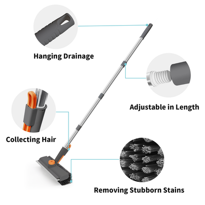 Floor Scrub Brush with Long Handle Gray