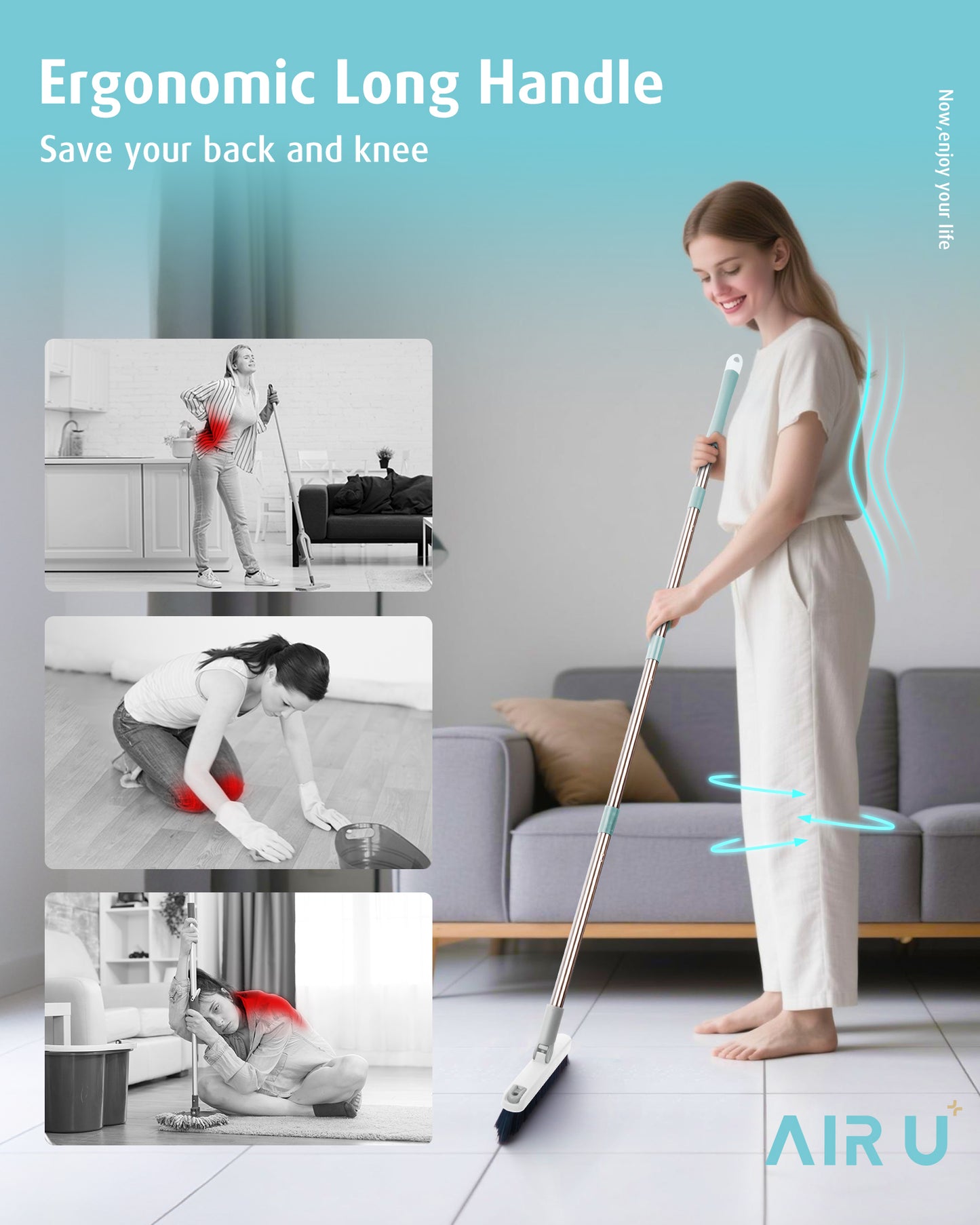 Grout Cleaner Brush with Long Handle, White