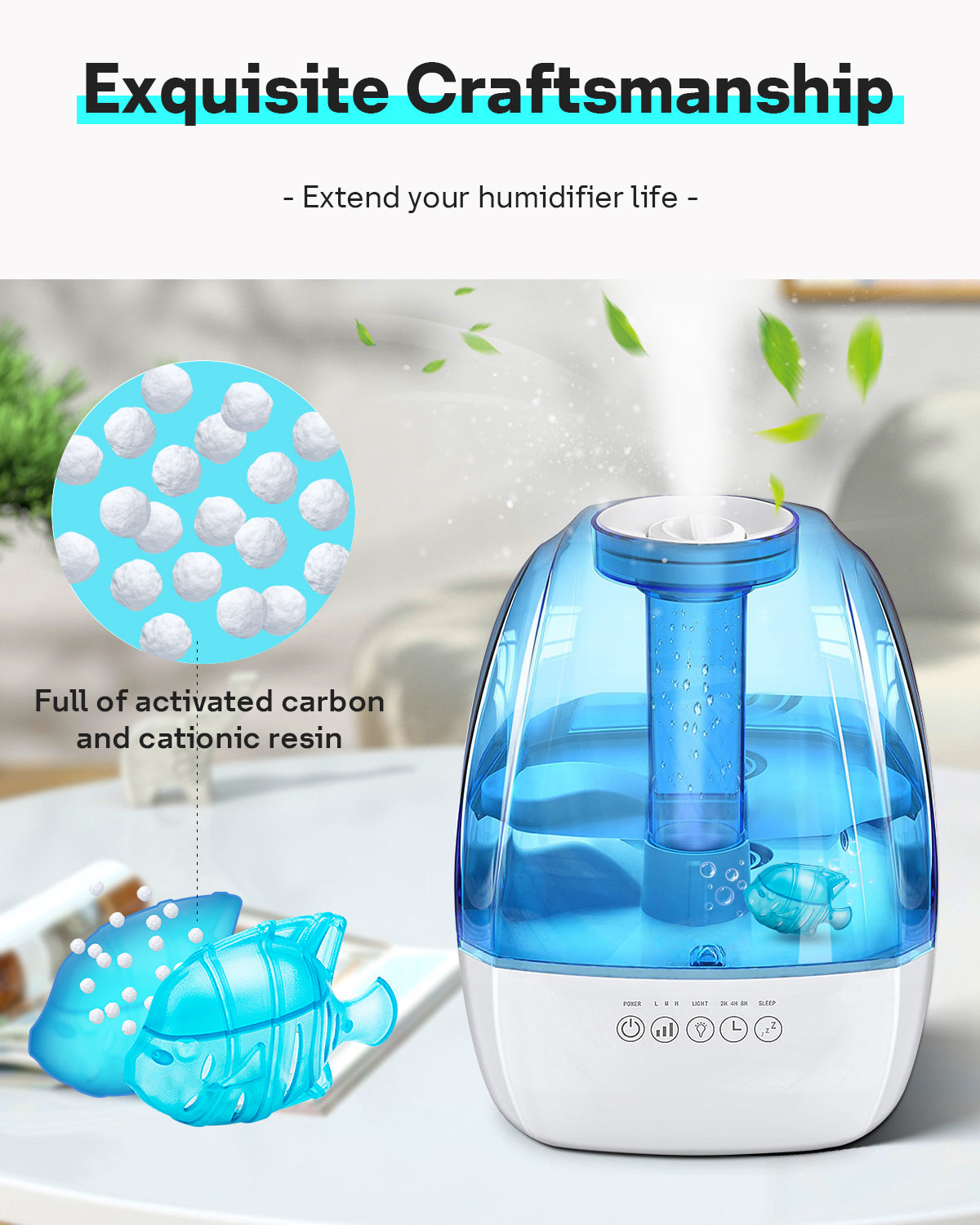 Humidifier Cleaner, Humidifier Cleaning Fish for Humidifiers & Fish Tanks, Purifies Water