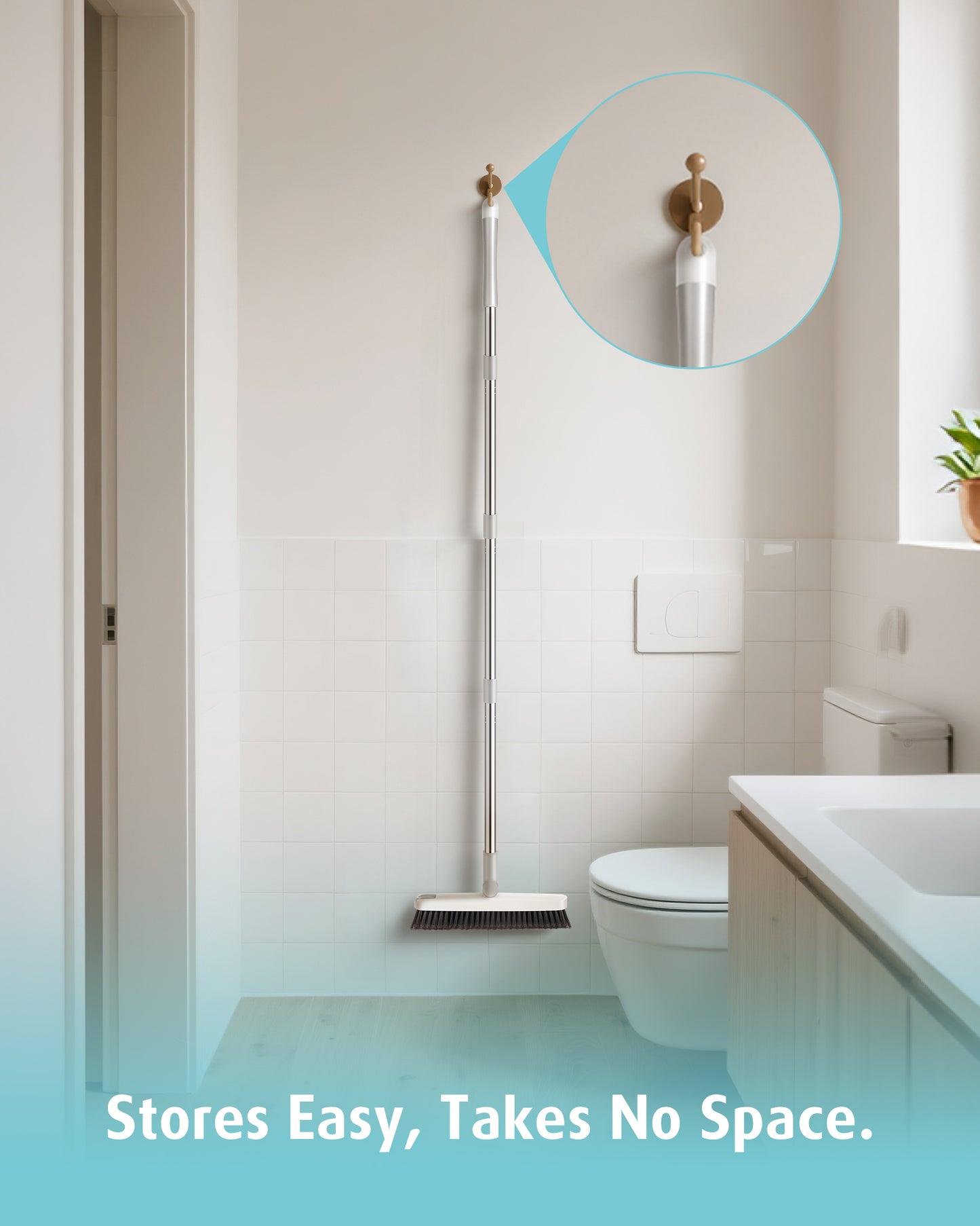 Grout Cleaner Brush with Long Handle, White