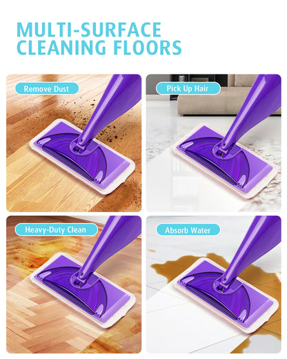 Power Scrubbing Reusable Mop Pads for Swiffer WetJet Mops (12 Pack), Wet Jet Refills, Washable Microfiber Mop Pads for Floor Cleaning Wet Dry Use