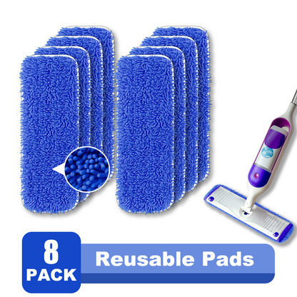 Surface Mopping Pad Refills for Swiffer PowerMop Reusable Chenille Microfiber Pads, 8 Count, Blue