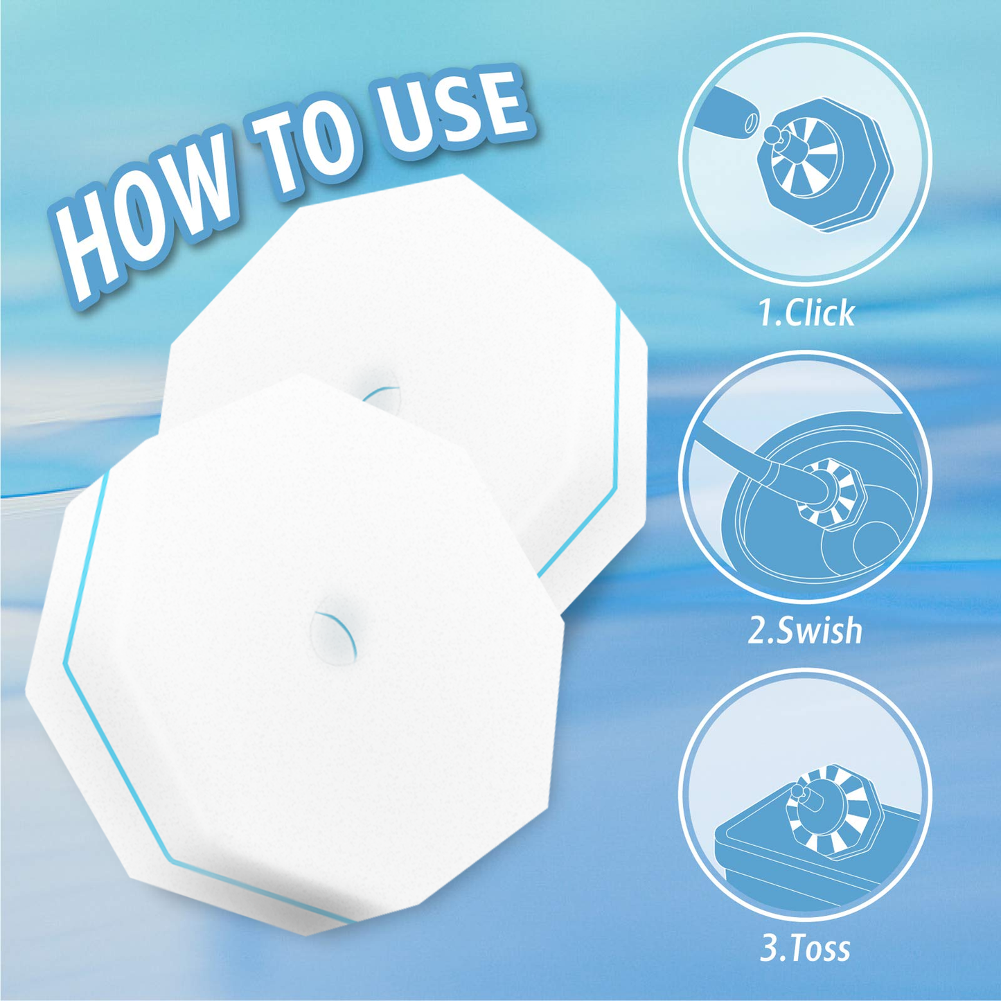 Disposable Toilet Cleaning Brush Heads,30 pcs