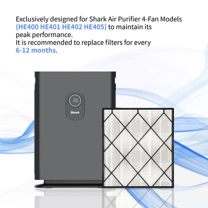 True HEPA Filter Replacement Compatible with Shark HE400 HE401 HE402 HE405 Air Purifier 4 (Black), HE4FKPET